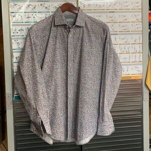 THOMAS DEAN - Men’s XL Blue. Orange. White. Dots. Button down.